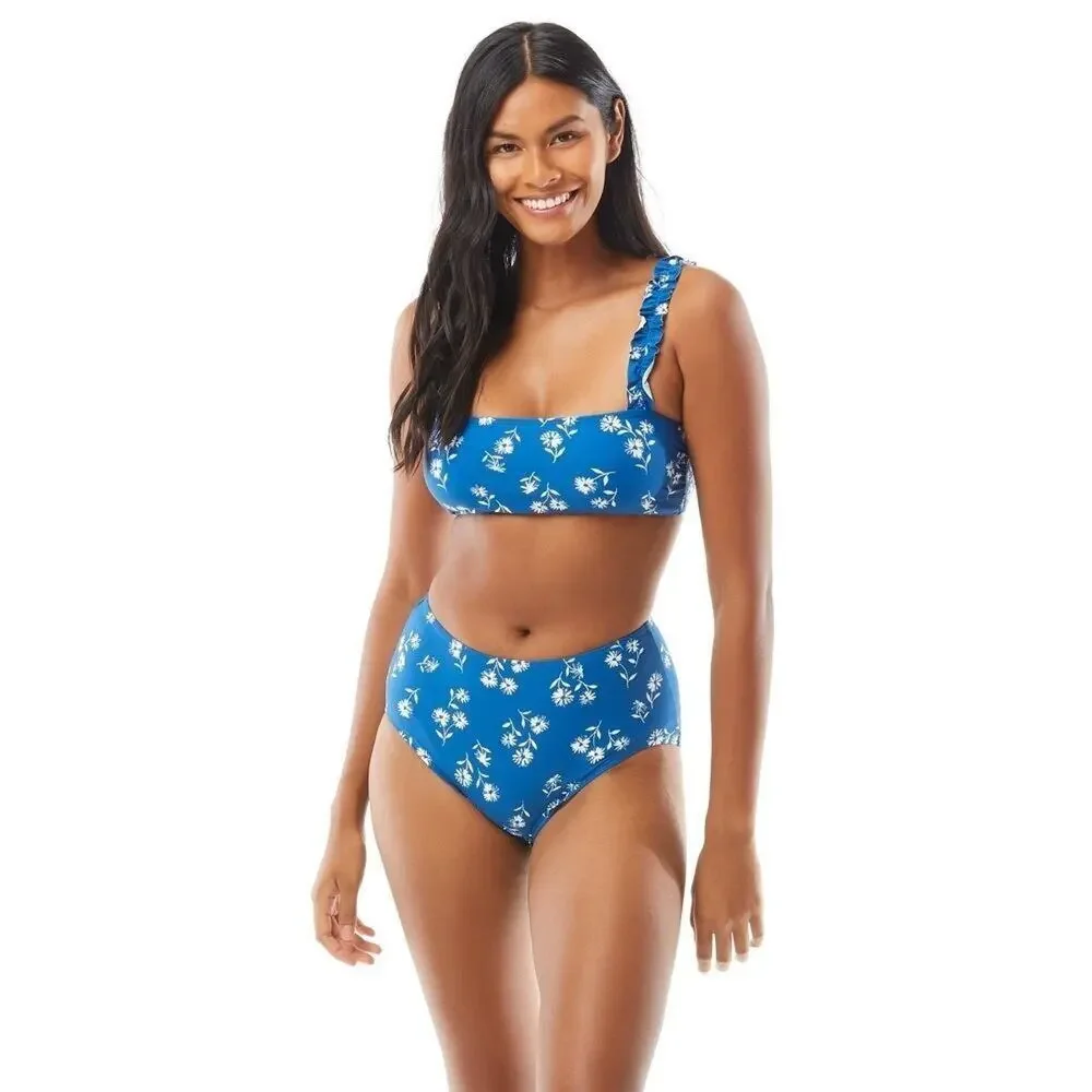 Kate Spade Dandelion Floral Mini Ruffle Two‎ Piece Bikini Macaw Blue